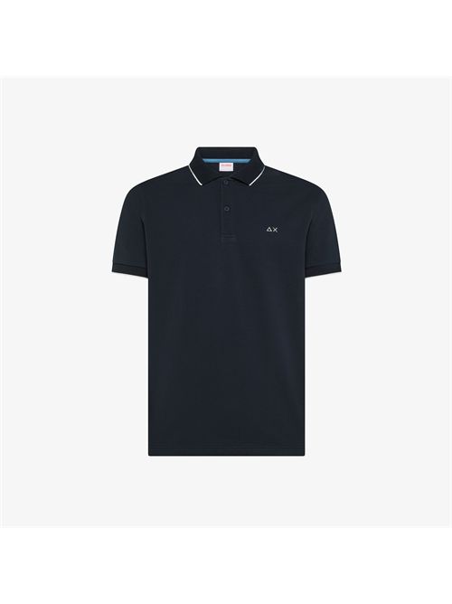 Polo con dettagli a contrasto in cotone blu navy